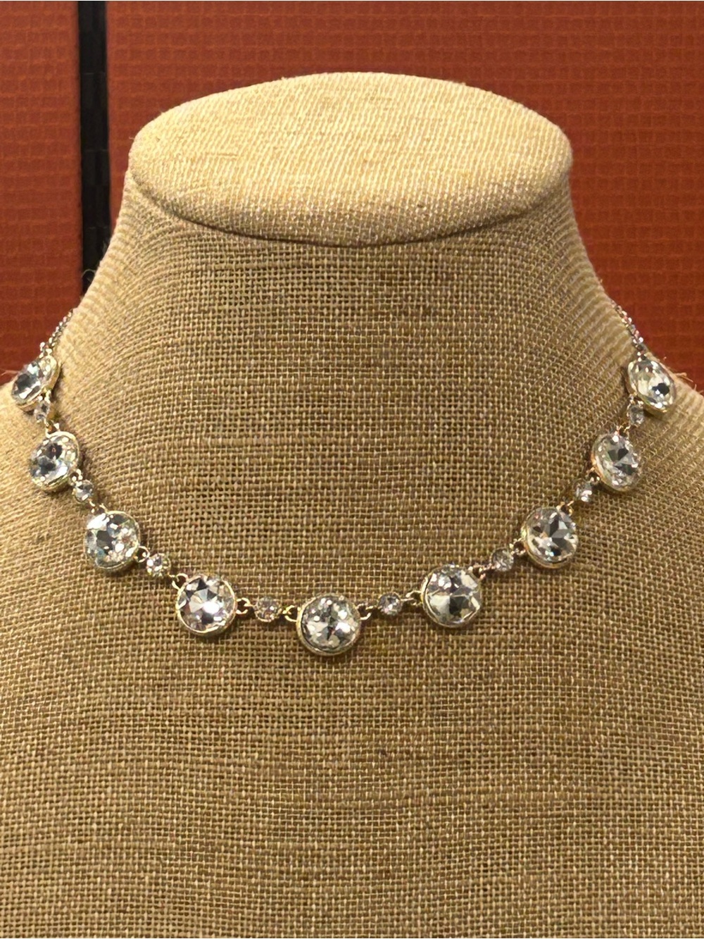 Stunning vintage Monet clear crystal station necklace